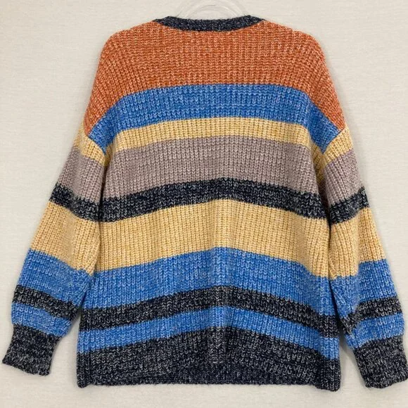 C&C California Color Block Crew Neck Multi Color Cozy Relaxed Sweater 1X - Picture 8 of 9